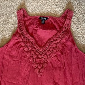 Pink Summer Tank Top w/ Crotchet Detail and Straps Size Small